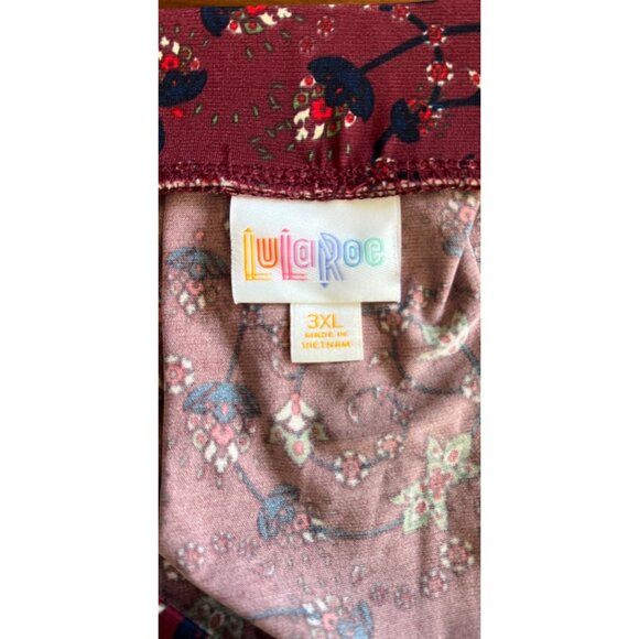 LuLaRoe Madison Womens Burgundy Floral Print Pleated Midi Skirt Pockets 3XL - Picture 8 of 13